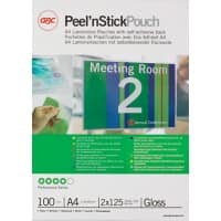 GBC Peel'nStick Lamineerhoezen A4 Zelfklevend Glanzend 125 micron (2 x 125) Transparant 100 Stuks