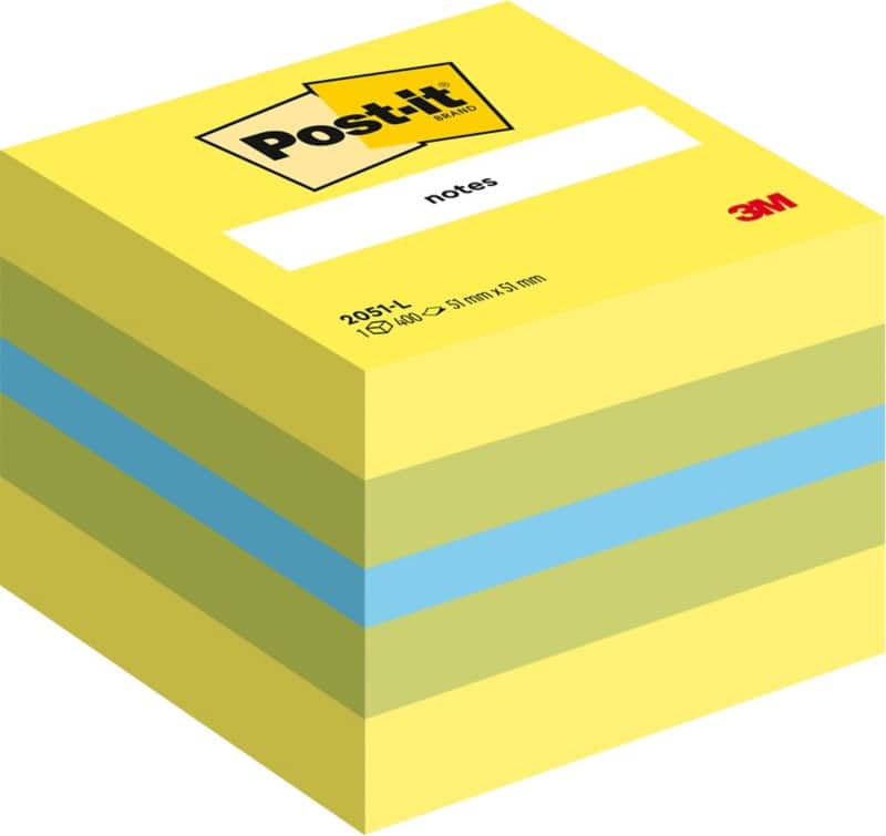 Post-it Notes Kubus 51 x 51 mm Limoen Kleurenassortiment 400 Vellen