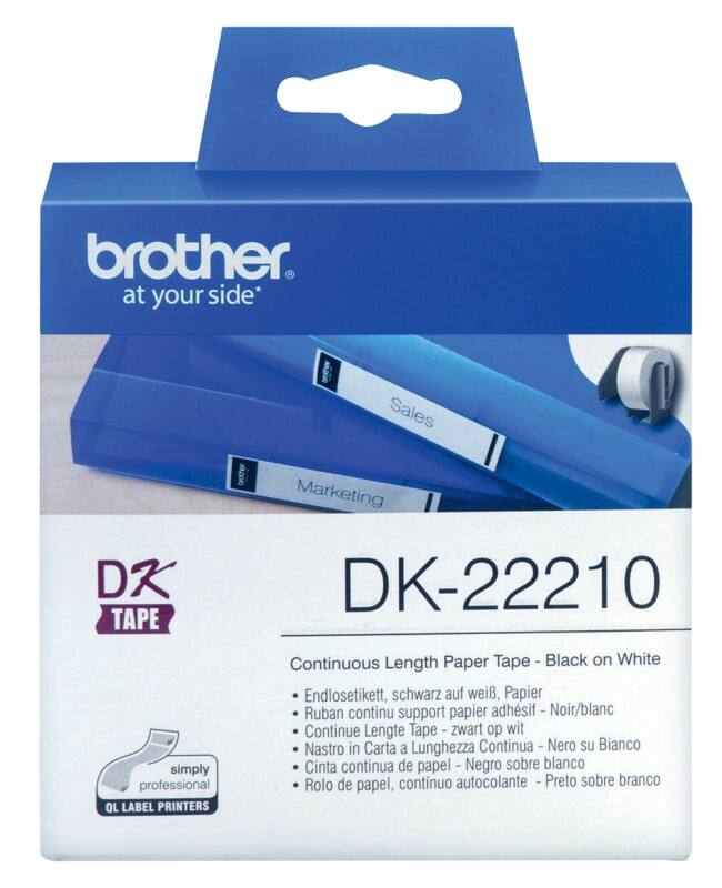 Brother QL Etiketrol Authentiek DK-22210 Zelfklevend Zwart op Wit 29 x 29 mm
