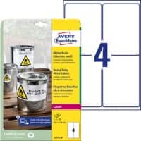 Avery Weerbestendige labels L4774-20 Klevend A4 Wit 99,1 x 139 mm 20 Vellen à 4 Etiketten