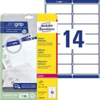 AVERY Zweckform Adresetiketten & Verzendetiketten L7163-40 Ultragrip Wit 99,1 x 38,1 mm 14 Vellen à 40 Etiketten