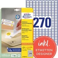 Avery Etiketten L4730REV-25 Klevend A4 Wit 17,8 x 10 mm 30 Vellen à 270 Etiketten
