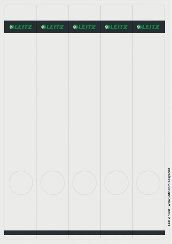 Leitz PC Printbare Zelfklevende Rugetiketten 1688 Lang Voor Leitz 1050 Ordners Lichtgrijs 39 x 285 mm 125 Stuks