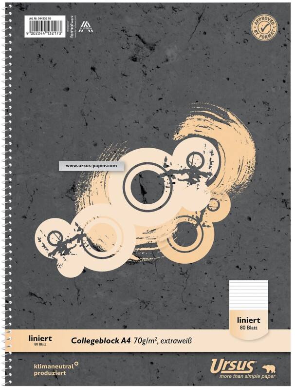 Ursus Style Schrijfblok A4 Gelinieerd Spiraal gebonden Papier Wit Geperforeerd  160 Pagina's