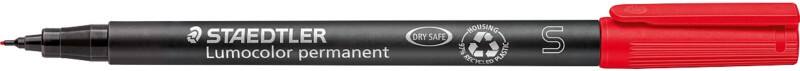 STAEDTLER Lumocolor Universal S Permanentmarker 97% Gerecycled Extra Fijn Ronde punt 0,4 mm Rood Navulbaar 10 Stuks