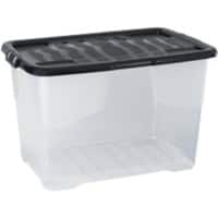 Opbergdoos 65 l Transparant, zwart 60 x 40 x 37 cm