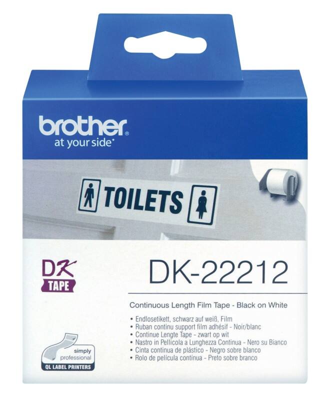 Brother QL Etiketrol Authentiek DK-22212 Klevend Zwart op Wit 62 x 62 mm 15 m
