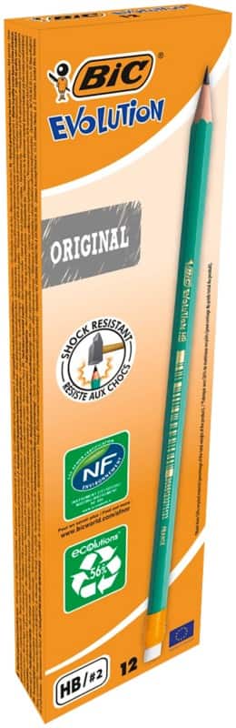 BIC Potlood met gum Ecolutions Evolution HB Grijs 12 Stuks
