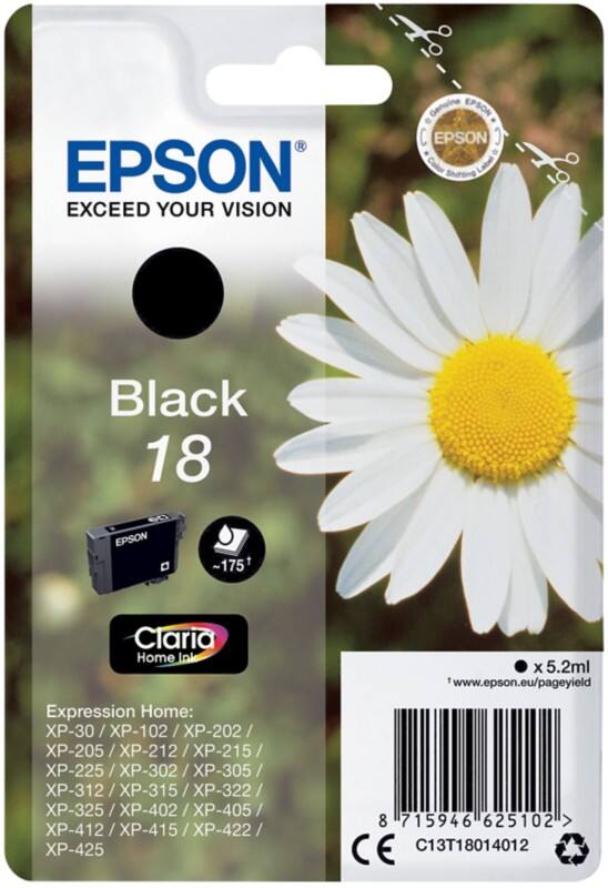 Epson 18 Origineel Inktcartridge C13T18014012 Zwart