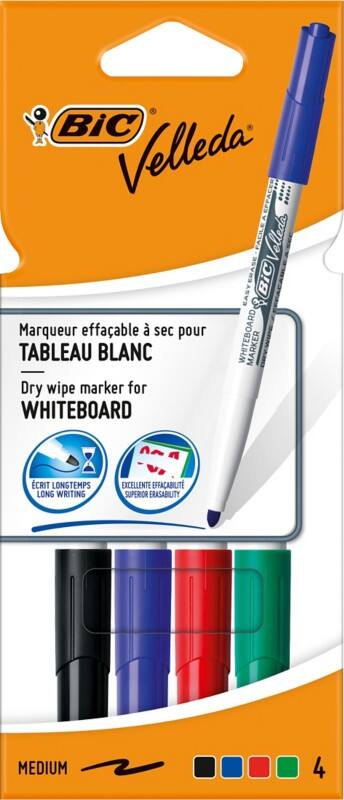 BIC Velleda 1741 Niet-permanent Whiteboard-marker Kleurenassortiment Medium Ronde punt 1 - 51% Gerecycled 4 Stuks