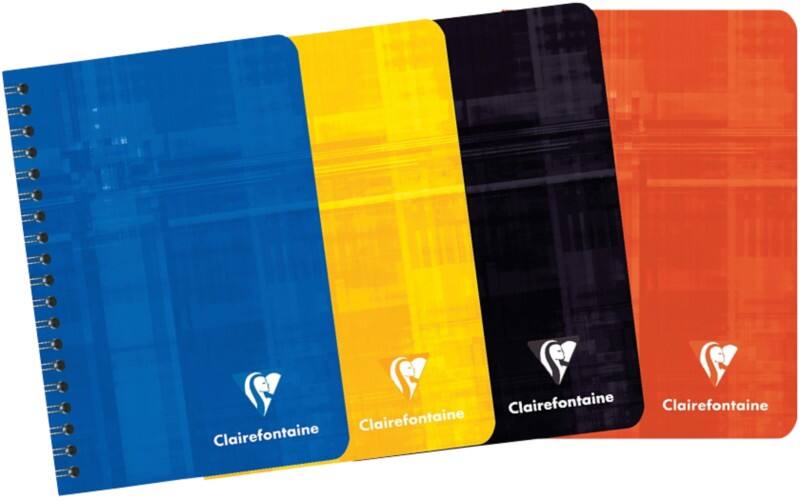 Clairefontaine Schrijfblok A7+ Geruit Spiraal gebonden Gelamineerd karton Kleurenassortiment Niet geperforeerd 180 Pagina's