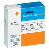 HERMA 4886 Numerieke Etiketten 0-999 Rechthoekig Dubbelzijdig klevend Rood 10x22 mm 2000 Etiketten per pak