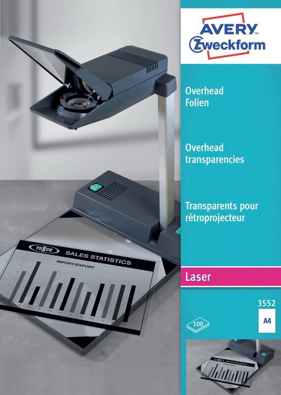 Avery Overheadfolie A4 3552 100 Vellen