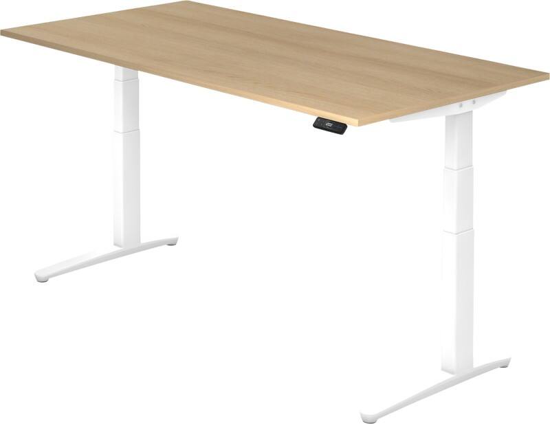 Hammerbacher XBHM VXBHM Elektrisch hoogteverstelbaar Zit-sta-bureau Rechthoekig Eiken C-Voet 2.000 (B) x 1.000 (D) x 1.290 (H) mm Spaanplaat, Staal, Aluminium