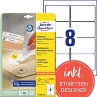 AVERY Zweckform Ultragrip Etiketten L4745REV-25 Klevend A4 Wit 96 x 63,5 mm  30 Vellen à 8 Etiketten