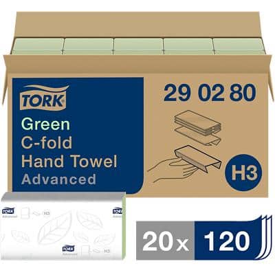 Tork Papieren handdoeken H3 Advanced 2-laags C-vouw Groen 20 Stuks à 120 Vellen