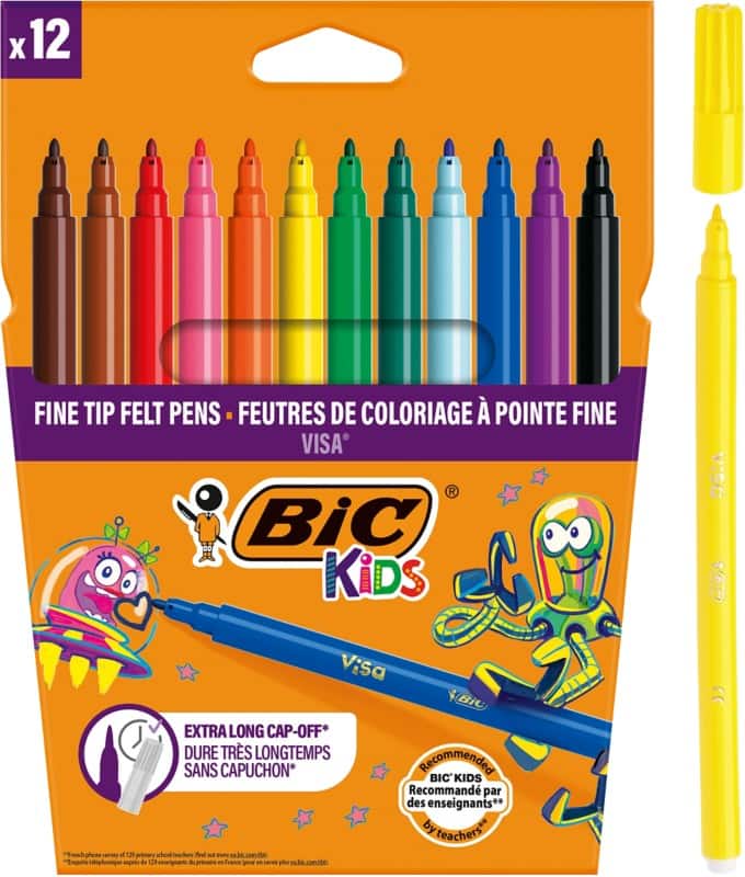 BIC Kids Visa Viltstift  -   Medium Kleurenassortiment 12 Stuks