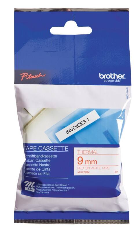 BROTHER Etiketteertapecassette P-Touch M-K222BZ Rode opdruk op wit