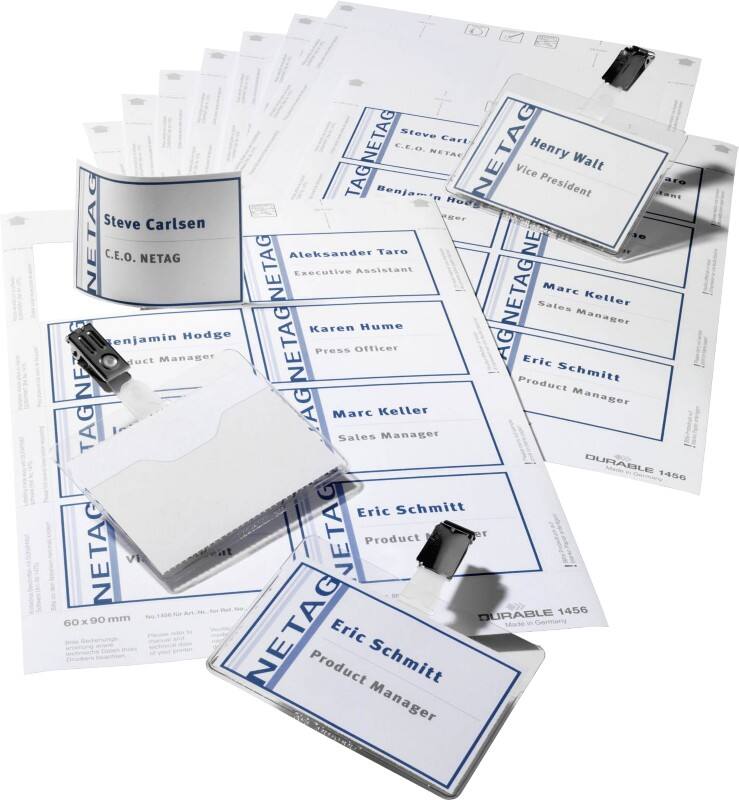 DURABLE Standaard Naambadgeset met Klem 8181-00 9 x 6 cm 20 Stuks