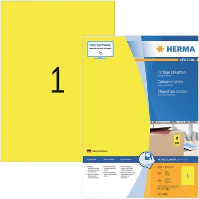 HERMA 4401 Multifunctionele Etiketten SuperPrint Geel Rechthoekig 100 Etiketten per pak