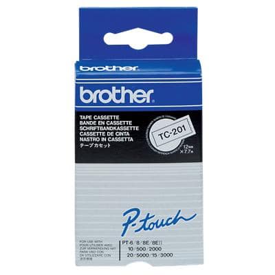 Brother TC-201 Authentiek Labeltape Zelfklevend Zwart op wit 12 mm x 7.7m
