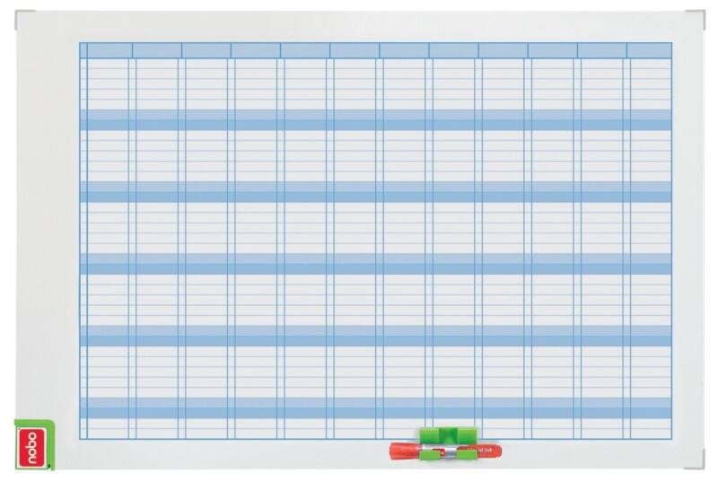 Nobo Jaarplanner zonder datum Performance Wit, blauw 90 x 60 cm