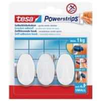 tesa Powerstrips Zelfklevende haken Klein Wit Tot 1 kg Pak van 3 stuks