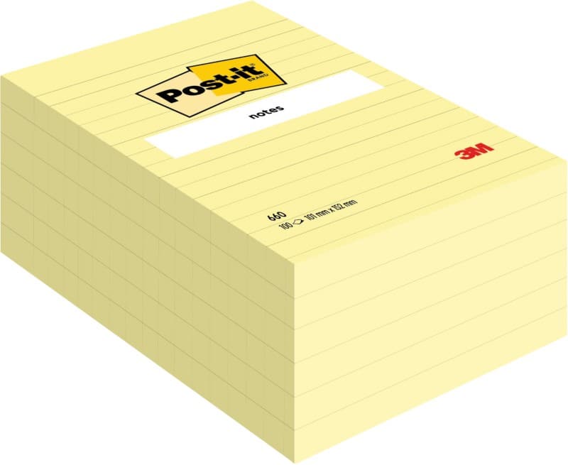Post-it Lined Sticky Notes 102 x 152 mm Geel 6 Stuks à 100 Vellen