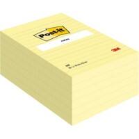 Post-it Grote Notes Gelijnd 101 x 152 mm Canary Yellow Geel 6 Blokken van 100 Vellen