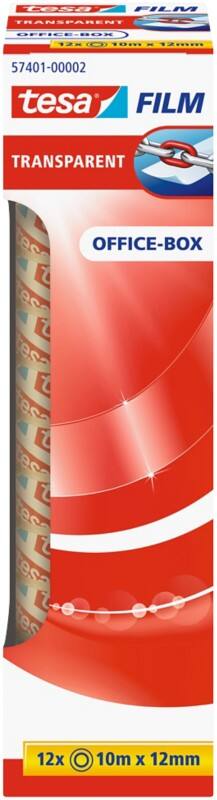 tesa Plakband tesafilm Office-Box 57401 Transparant 12 mm (B) x 10 m (L) PP (polypropyleen) 12 Rollen