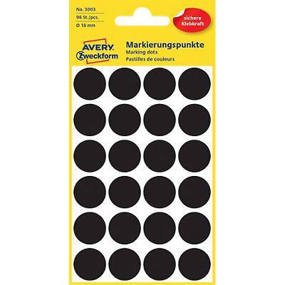 AVERY Zweckform 3003 Markeringspunten Speciaal Zwart 4 Vellen à 24.  18 x 18 mm