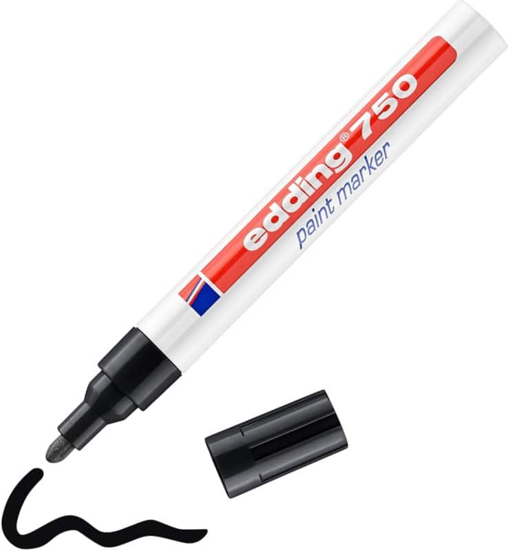 edding 750 Permanent Lakmarker Zwart Medium Ronde punt 2 - 4 mm Waterbestendig