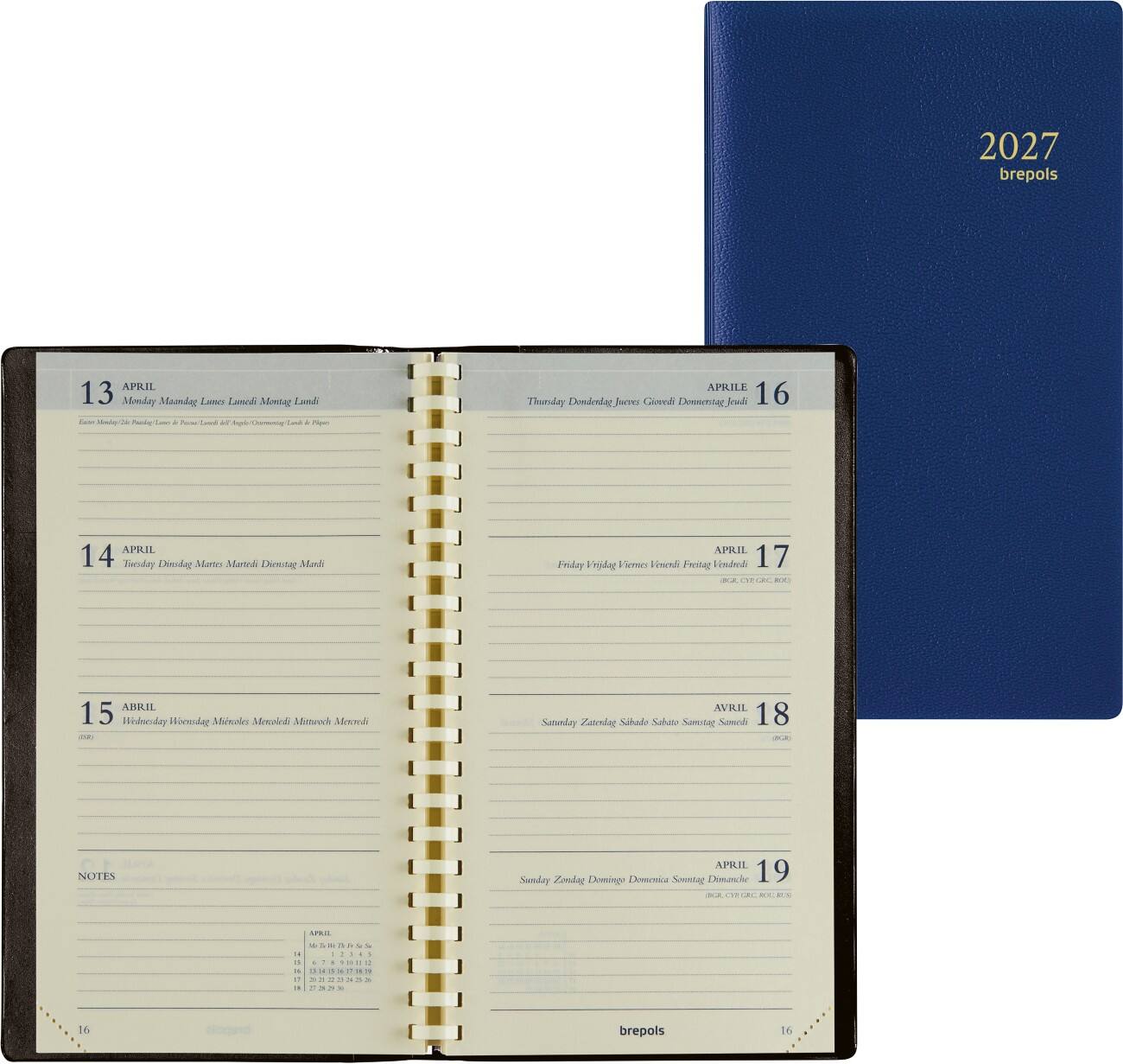 Brepols Interplan Genova Zakagenda 2027 A6 1 Week per 2 pagina's Duits, Engels, Frans, Italiaans, Nederlands, Spaans Blauw 0,736,2058,06,2,0