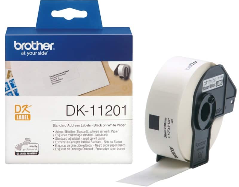 Brother QL Etiketrol Authentiek DK-11201 Zelfklevend Zwart op Wit 90 x 29 mm 400 Etiketten