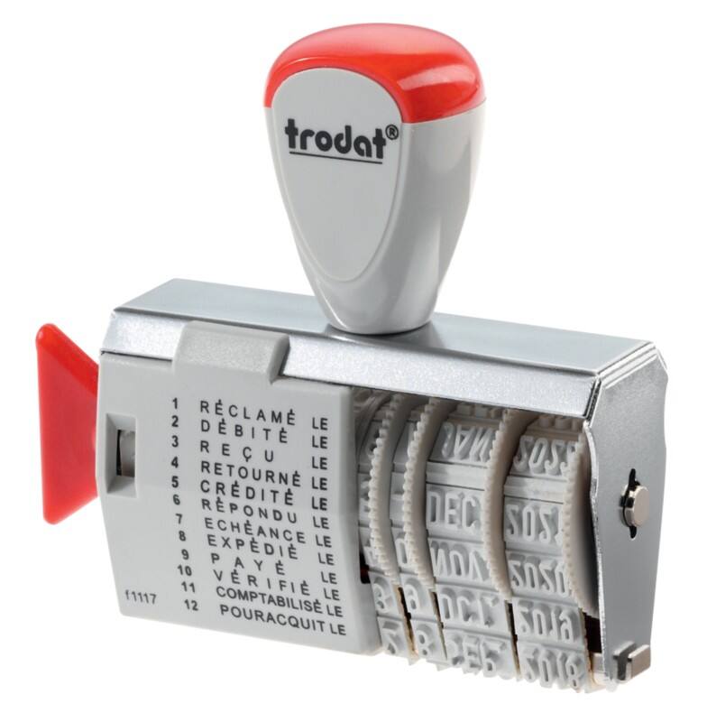 Trodat Classic 1117 (FR) Tekst-Datum stempel Rood, grijs 8 x 2 x 7 cm