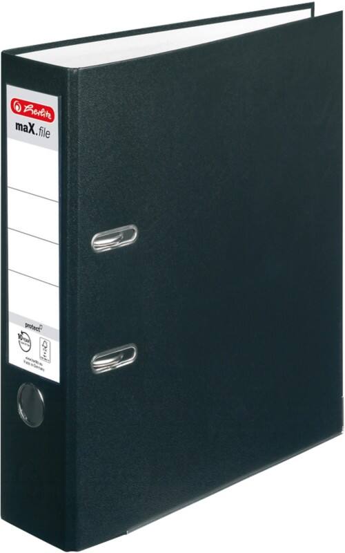 herlitz maX,file protect Breed Ordner A4 80 mm Zwart 2 Ringen 5480801 Kunststof Reliëf Staand