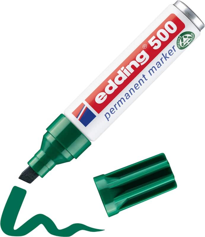 edding 500 Permanentmarker 100% Gerecycled Breed Beitelpunt 2 - 7 mm Groen Navulbaar Waterbestendig