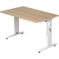 Hammerbacher Hoogteverstelbaar Bureau Rechthoekig Eiken Gemelamineerde spaanplaat Wit T-Voet 1.200 x 800 x 650 mm