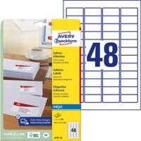 AVERY Zweckform Laser Adresetiketten J4791-25 A4 Wit 45,7 x 21,2 mm 25 Vellen à 48 Etiketten