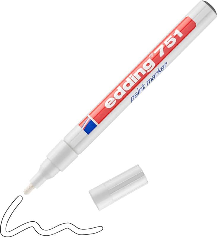 edding 751 Permanent Lakmarker Wit Fijn Ronde punt 1 - 2 mm Waterbestendig