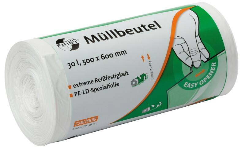 DEISS First Plus Licht gebruik Vuilniszakken 30 l Wit PE (polyethyleen) 12 micron 50 Stuks