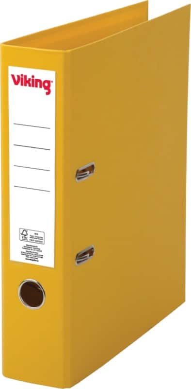 Viking Breed Ordner A4 75 mm Geel 2 Ringen Kunststof Mat Staand