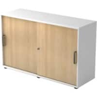 Hammerbacher Schuifdeurkast Spaanplaat 1 Plank Afsluitbaar 1.200 x 400 x 748 mm Bruin, wit