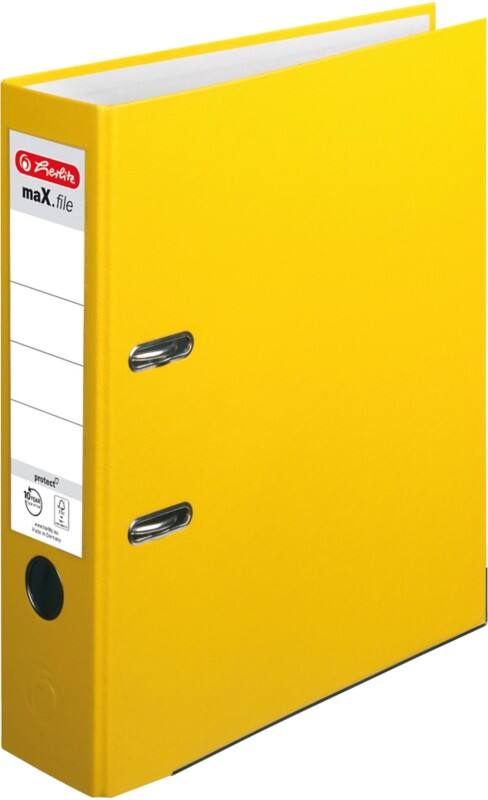herlitz maX,file protect Breed Ordner A4 80 mm Geel 2 Ringen 5481304 Kunststof Reliëf Staand