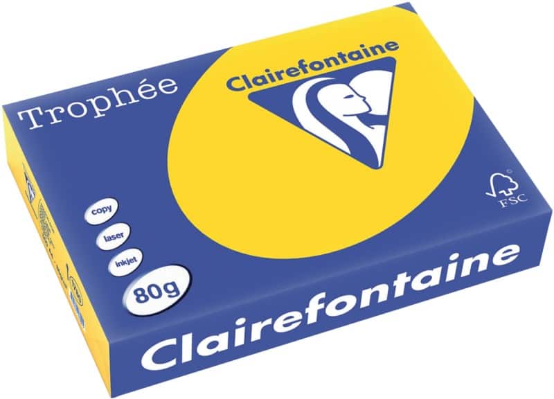 Clairefontaine Trophée A4 Gekleurd papier Geel, goud 80 g/m² Mat 500 Vellen
