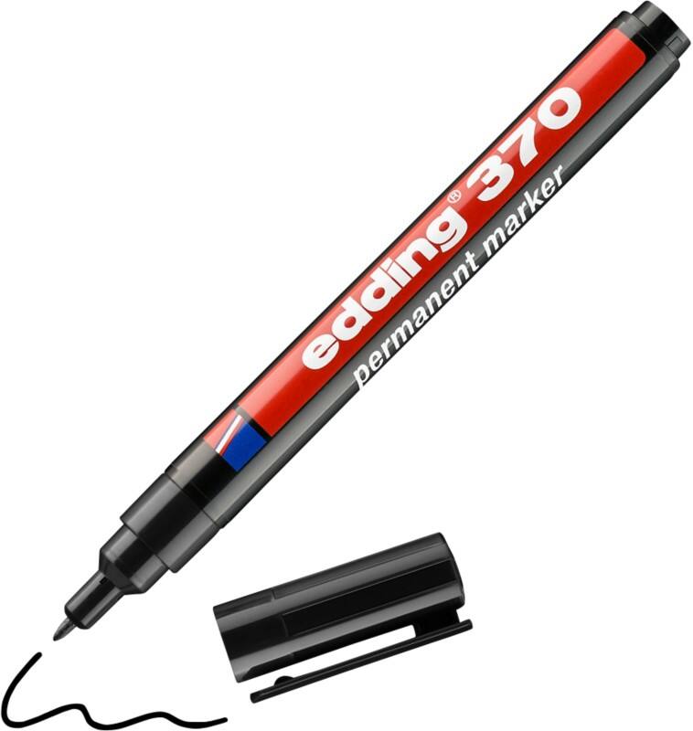 edding 370 Permanentmarker Fijn Ronde punt - Zwart Navulbaar Waterbestendig
