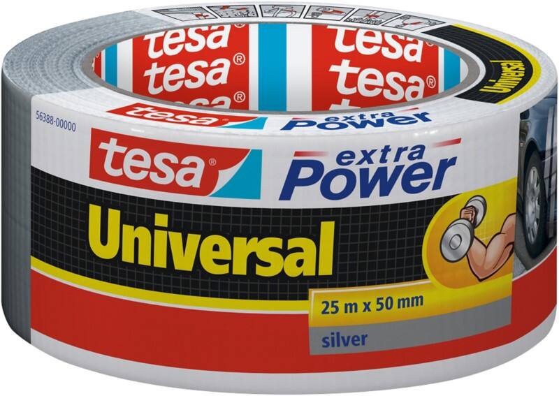 tesa Ducttape extra Power Universal Zilver 48 mm (B) x 25 m (L) Viscose