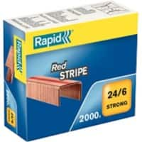 Rapid Strong Red Stripe 24/6 Nietjes 11700245 Verkoperd metaal Zilver 2000 Nietjes