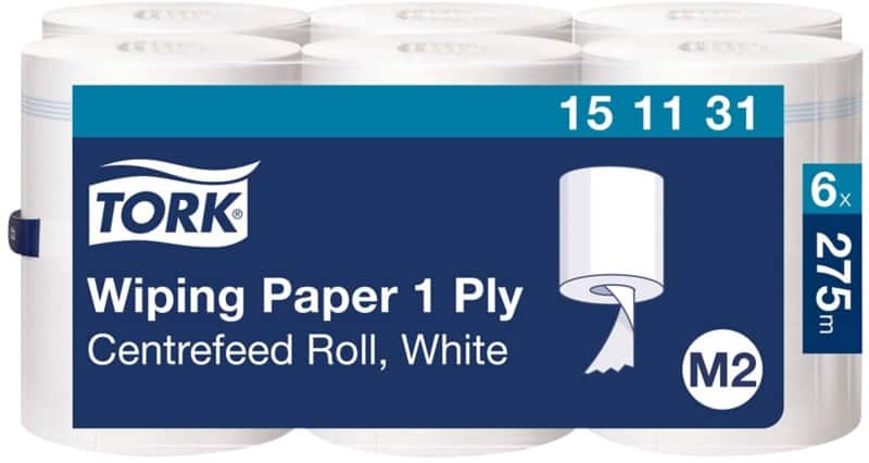 Tork Centrefeed Advanced  Poetspapier M2 Centerfeed Wit 1-laags 0,57 m 151131 6 Rollen à 275 m