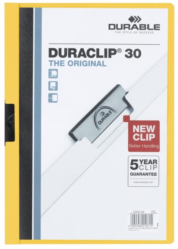 DURABLE Duraclip Klemmap 30 Vellen A4 Geel